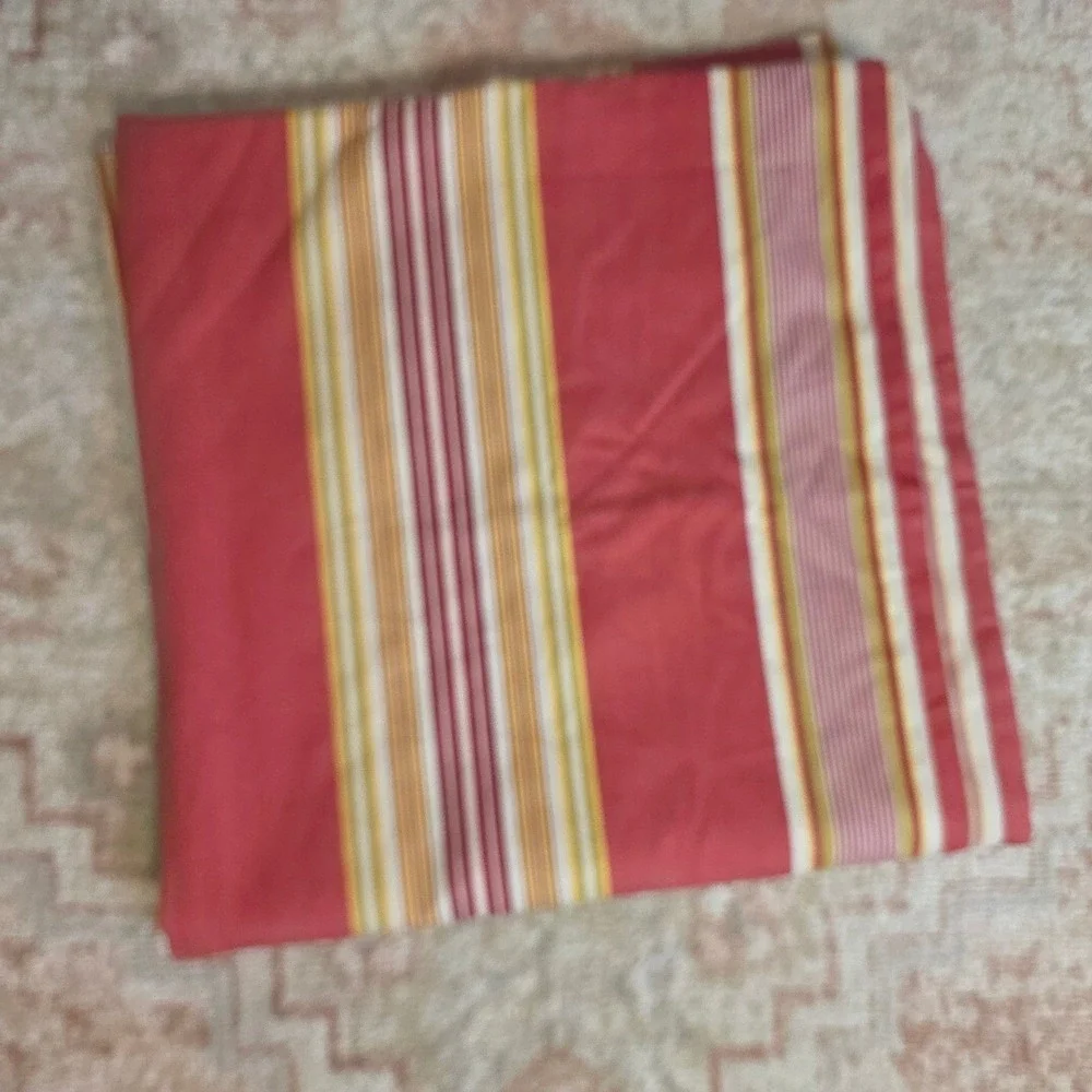 Pottery Barn Red Yellow Striped 100% cotton  shower curtain Twill Fabric 36x72